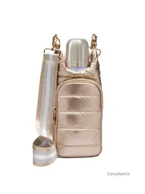 Quilted Crossbody Water Bottle Holder Bag Puffer Sling